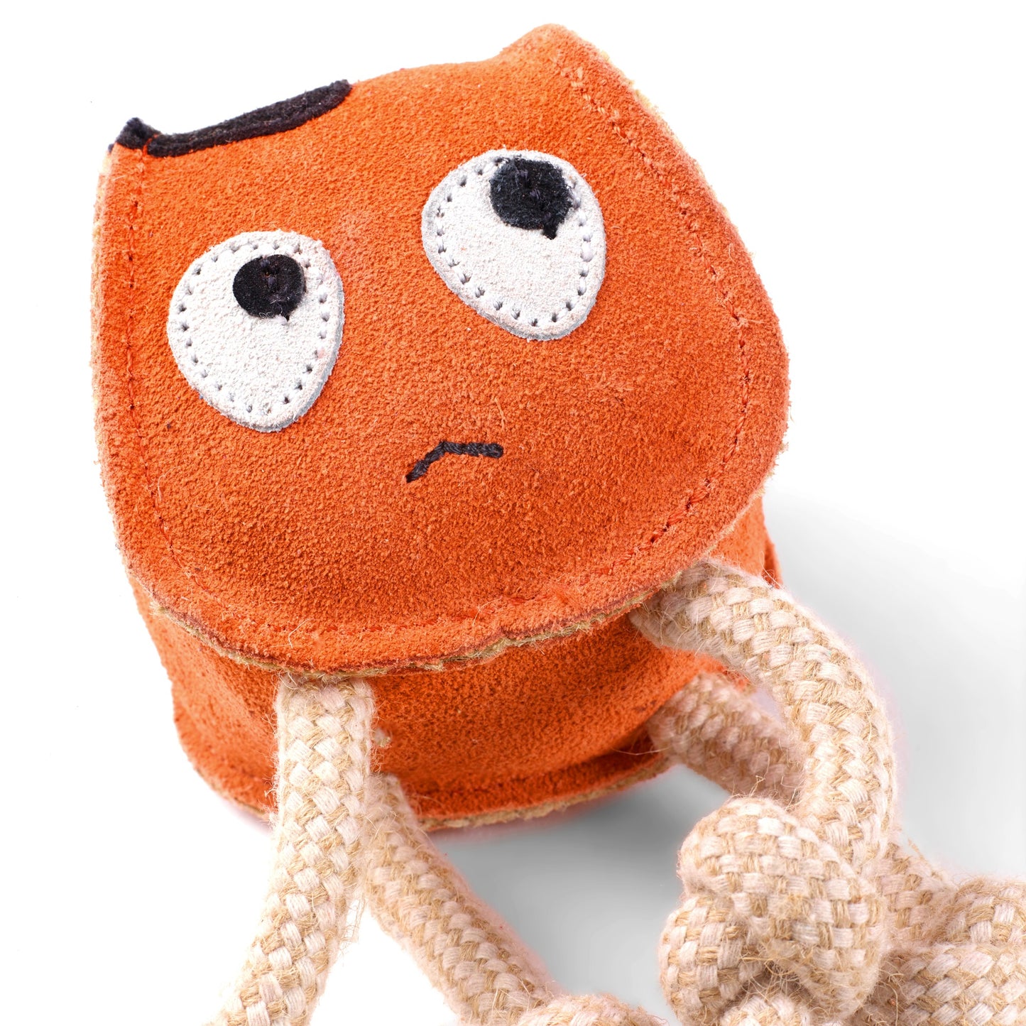 Orange Green and wilds eco dog toy, Sid the squid.