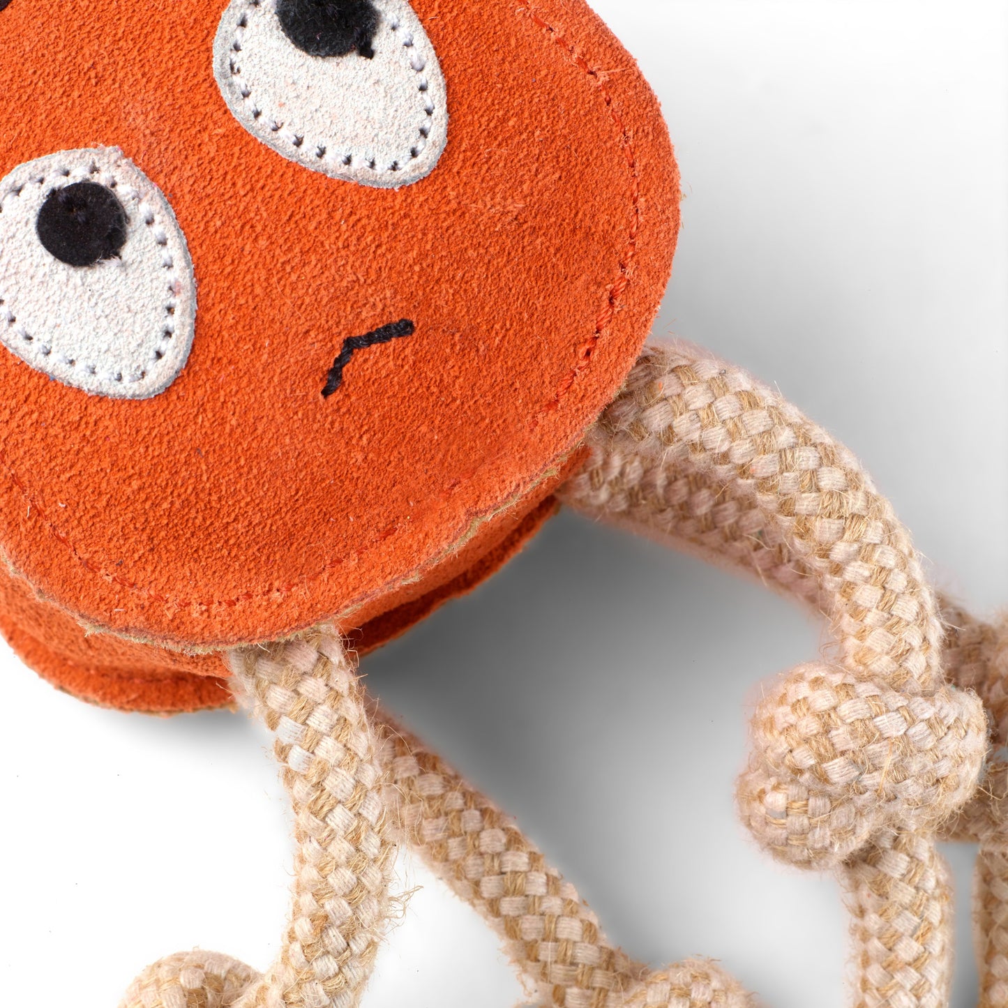 Orange Green and wilds eco dog toy, Sid the squid.